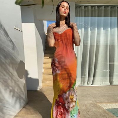 কাস্টম নারীর নতুন ফ্যাশন সেক্সি backless প্রিন্ট halter পোষাক