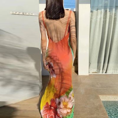 কাস্টম নারীর নতুন ফ্যাশন সেক্সি backless প্রিন্ট halter পোষাক