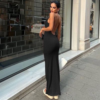 নতুন ফ্যাশন সেক্সি backless কঠিন রঙ পাতলা ফিট হোল্টার পোষাক